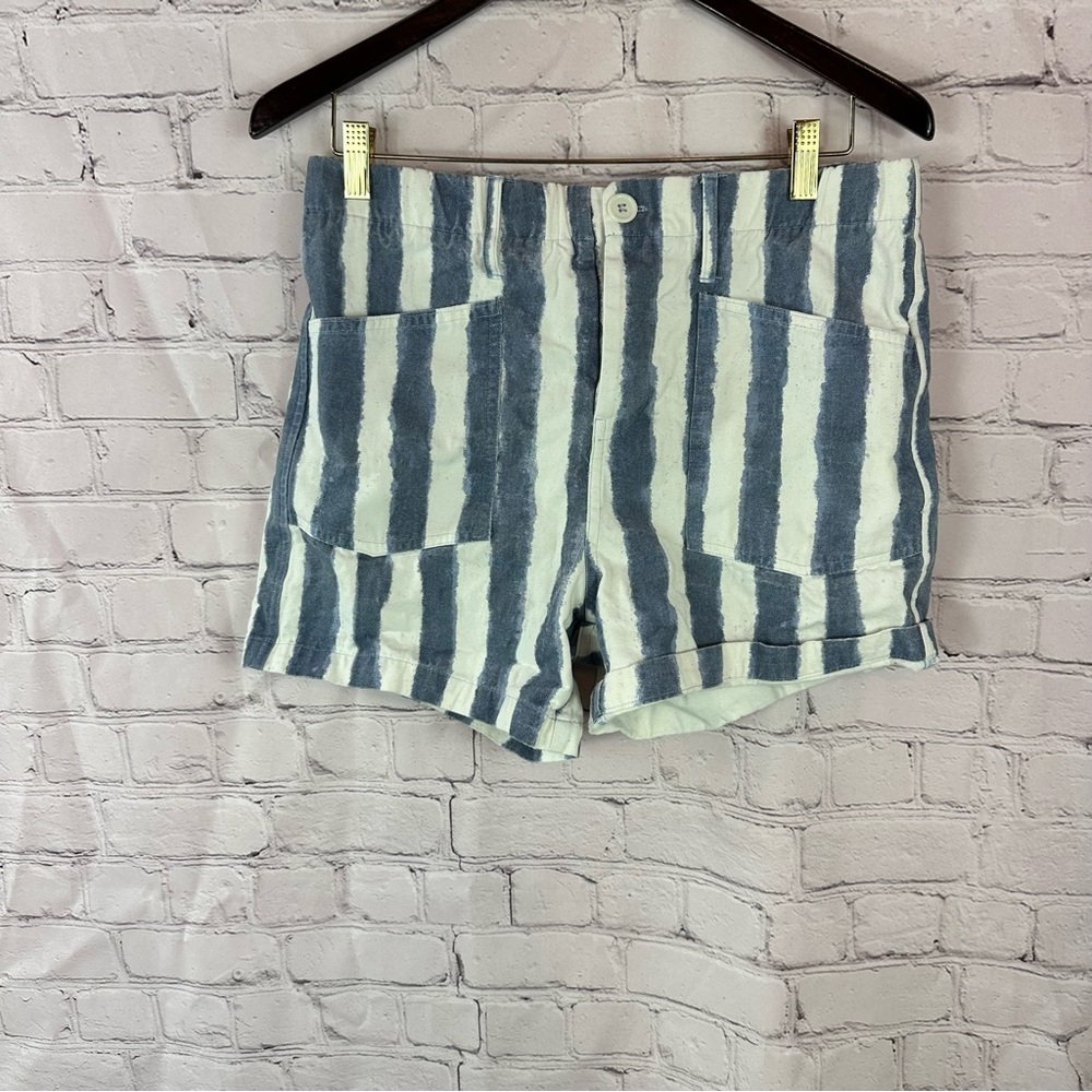 easel boutique Striped High Waist cotton Shorts womens M beach summer casuial